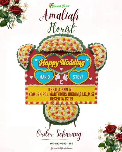 Karangan Papan Bunga Pernikahan di Gundih